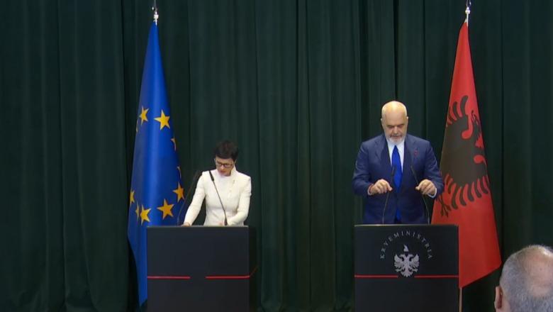 LIVE! Rama në konferencë për shtyp me Komisioneren e BE, Marta Kos: Rruga jonë e vetme është Europa, brenda 2027 mbyllim negociatat