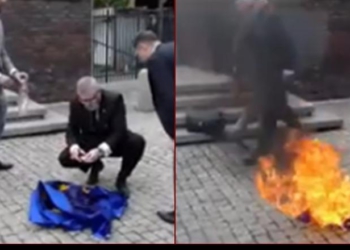“Këtu është Poloni, jo Bruksel”/ Eurodeputeti polak Grzegorz Braun djeg flamurin e Bashkimit Evropian (Video)