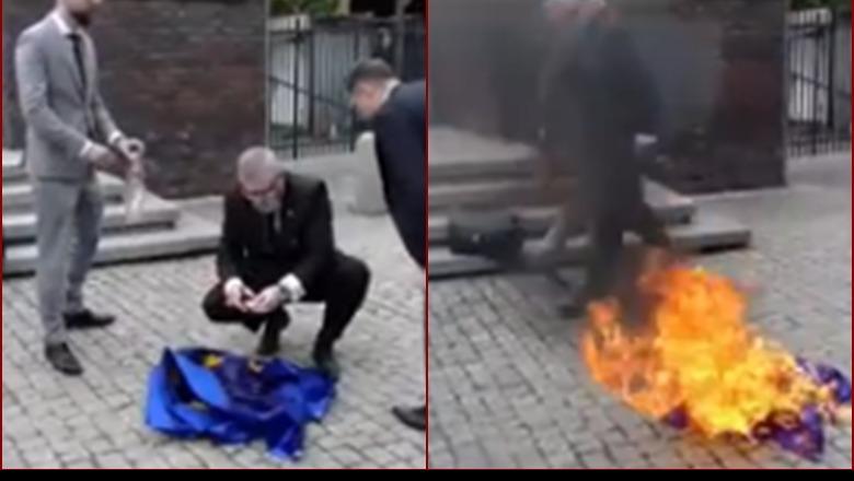 “Këtu është Poloni, jo Bruksel”/ Eurodeputeti polak Grzegorz Braun djeg flamurin e Bashkimit Evropian (Video)