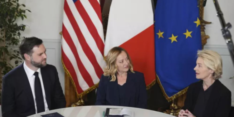 Vance, Meloni dhe von der Leyen takohen në Romë, në fokus marrdhëniet tregtare BE-SHBA