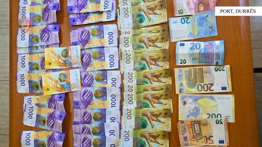 Fshehën në trup gati 23 mijë franga zvicerane dhe qindra euro, iu sekuestrohen në Durrës