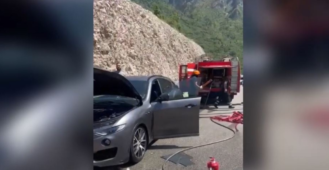“Maserati” shpërthen në flakë gjatë daljes nga tuneli i Skërficës, vetëm dëme materiale (FOTO)