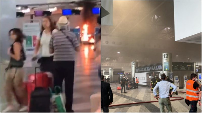 Panik në aeroportin e Malpensës, një person i vë flakën sportelit të biletave