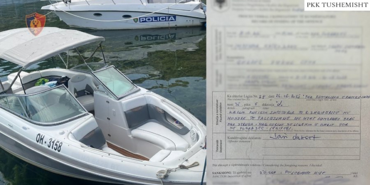 Kaloi vijën liqenore në mënyrë të paligjshme, bllokohet jet ski me 7 persona në bord në Tushemisht