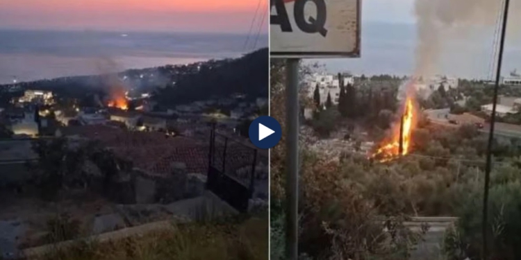 Zjarri përhapet në varrezat e fshatit Dhërmi, rrezikohen ullishtet aty pranë