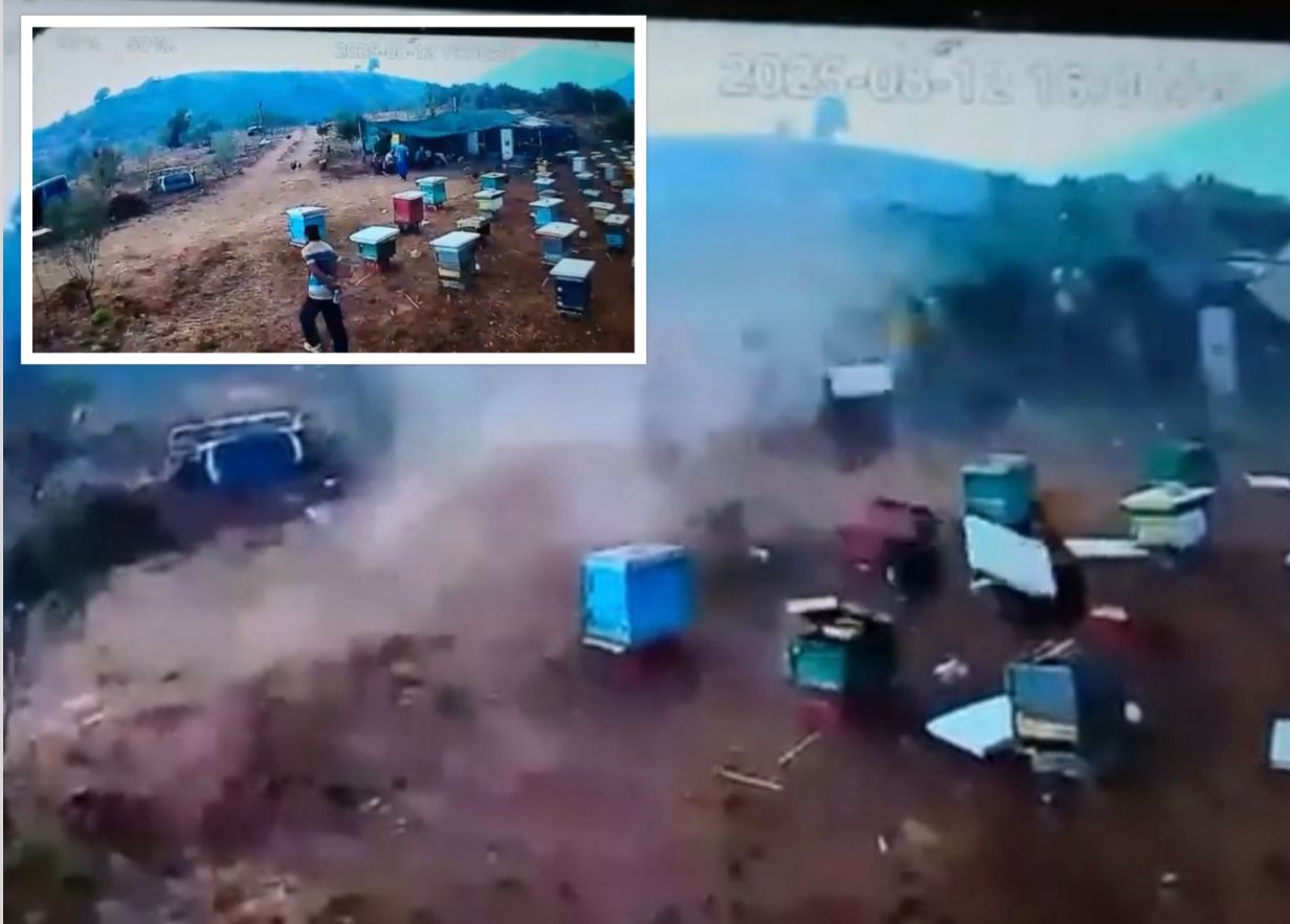 Pamje të frikshme! Pak para zjarrit të madh, në Delvinë u shfaq një tornado, fenomeni natyror shkatërron kosheret e bletëve