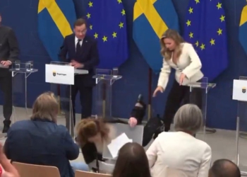 VIDEO / E frikshme, ministrja përplaset në tokë gjatë konferencë për shtyp