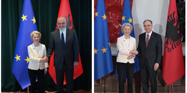 Takimi me Begajn dhe Ramën, Von der Leyen: Shqipëria, në rrugën e duhur drejt BE-së! Gati t’ju mbështesim