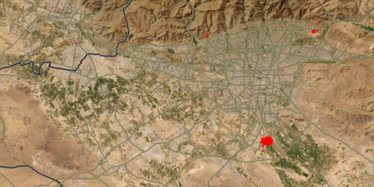 Harta satelitore e NASA-s tregon shënjestrimin e objekteve të naftës në Teheran