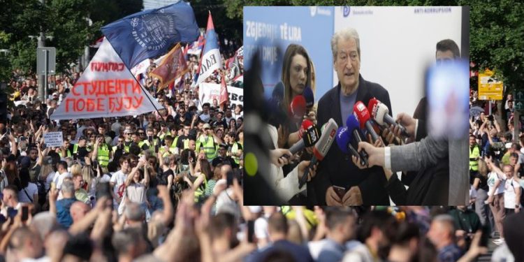 Në Serbi i gjithë populli në këmbë për të rrëzuar Vuçiçin… në Shqipëri votojnë Saliun