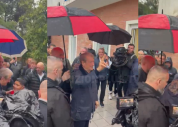 Protesta e PD, Sali Berisha mbërrin në selinë blu