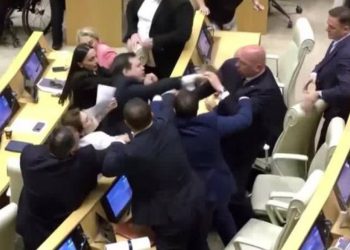 VIDEO/ Plas sherri në Parlamentin e Gjeorgjisë, deputetët rrihen me grushte