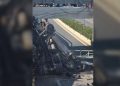 Del video, momenti kur betonierja përplaset me makinën dhe bie nga mbikalimi i TEG-ut