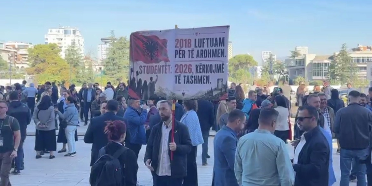 VIDEO/ Pedagogët dalin në protestë, shoqërohen nga vajza e Berishës dhe dhëndri