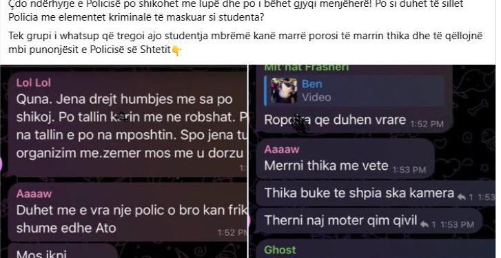 “Duhet me e vra ndonjë polic bro…!”- Balla publikon bisedën e grupeve anonime në WhatsApp: Në grupin e studentëve u dha porosi për të marrë thika!