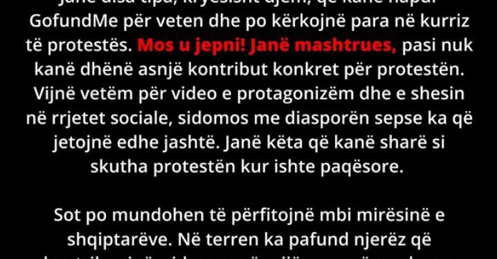 Skandal dhe akuza për vjedhjen e fondeve të mbledhura në emër të protestës për të rrëzuar Qeverinë! Zhduken qindra mijëra euro nga një rrjet mashtruesish