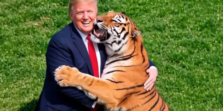 Trump shpërndan videon me inteligjencë artificiale, shfaqet i përqafuar me një tigër! Shkakton reagime