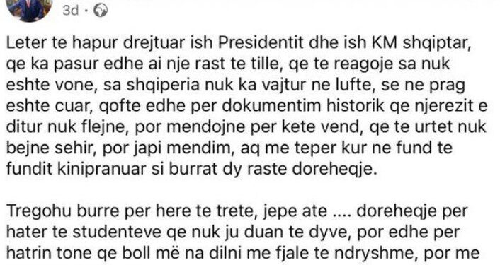 LETRA/ Sazan Guri i kërkon Berishës që të largohet nga drejtimi i PD-së: Tregohu burrë dhe jep dorëheqjen, hap rrugë për…