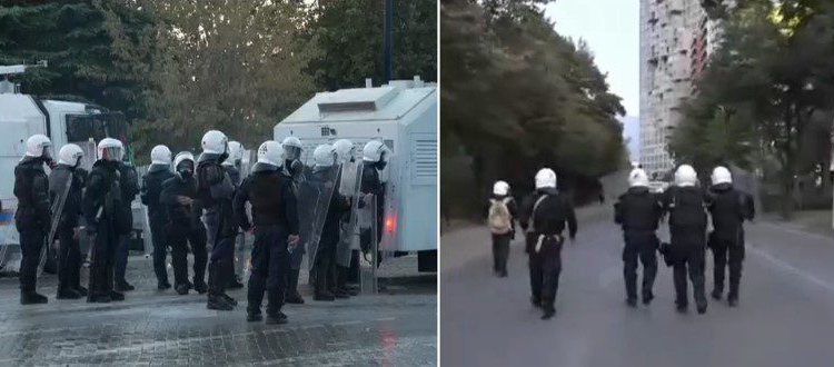 Studentët me “dy fytyra”, pas valles sulmojnë me molotovë dhe gurë Policinë, shpërndahen me gaz e ujë, efektivët i ndjekin këmba-këmbës (FOTO)