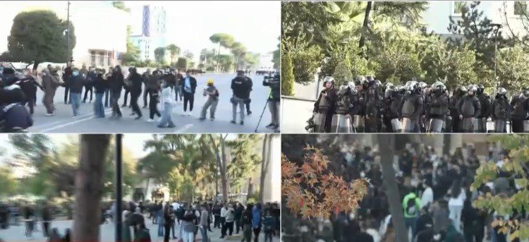 Studentët këngë e valle me daulle në bulevard, në krah mblidhen gurë për tjetër sulm ndaj Policisë!
